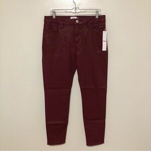 Hudson Natalie Mid Rise Super Skinny Ankle Jeans Bordeaux New 31